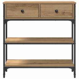 Berkfield Home Console Table Artisan Oak 72, 5x25x75 cm Engineered Wood & Steel in Brown - Size: 5 x 25 x 75 cm - thumbnail 6