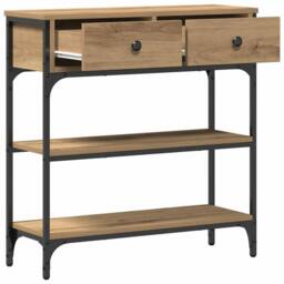 Berkfield Home Console Table Artisan Oak 72, 5x25x75 cm Engineered Wood & Steel in Brown - Size: 5 x 25 x 75 cm - thumbnail 5
