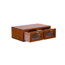 EONLION Wooden Desktop Organiser 2 Drawer Storage Box in Brown - Size: 500mm - thumbnail 4