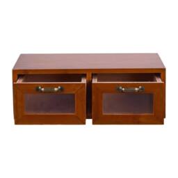 EONLION Wooden Desktop Organiser 2 Drawer Storage Box in Brown - Size: 500mm - thumbnail 5
