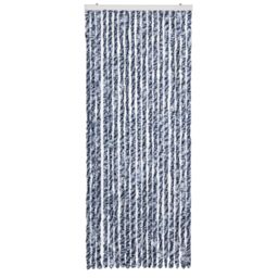 Berkfield Home Insect Curtain Blue, White & Silver 56x185 cm Chenille - thumbnail 3