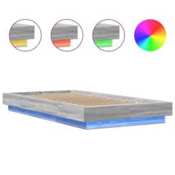 Berkfield Home Bed Frame with LED Lights without Mattress Grey Sonoma 75x190cm - Size: 75x190 cm - thumbnail 8