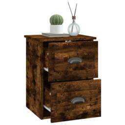 Berkfield Home Wall-mounted Bedside Cabinet Smoked Oak 41.5x36x53cm in Brown - Size: 41.5x36x53 cm - thumbnail 5