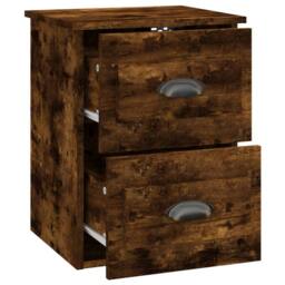 Berkfield Home Wall-mounted Bedside Cabinet Smoked Oak 41.5x36x53cm in Brown - Size: 41.5x36x53 cm - thumbnail 6