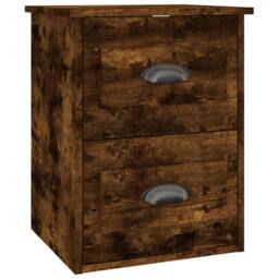 Berkfield Home Wall-mounted Bedside Cabinet Smoked Oak 41.5x36x53cm in Brown - Size: 41.5x36x53 cm - thumbnail 1