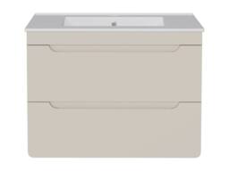 Vente-unique Suspended Bathroom Vanity Unit With Inset Basin - Beige - 80 Cm - thumbnail 2