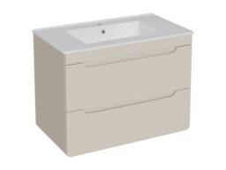 Vente-unique Suspended Bathroom Vanity Unit With Inset Basin - Beige - 80 Cm - thumbnail 5