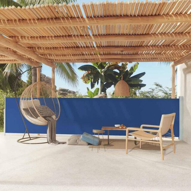 Berkfield Home Patio Retractable Side Awning 117x600 cm Blue - image 1
