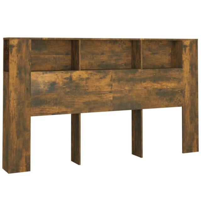 Berkfield Home Headboard Cabinet Smoked Oak 180x18.5x104.5 cm in Brown - image 1