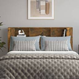 Berkfield Home Headboard Cabinet Smoked Oak 180x18.5x104.5 cm in Brown - thumbnail 3