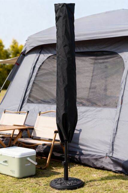 Living and Home 48x185cm Black Patio Parasol Cover Garden Umbrella Cover Straight/Roman Umbrella Oxford Rain & Dust Protectors - Size: 48x185 cm - image 1