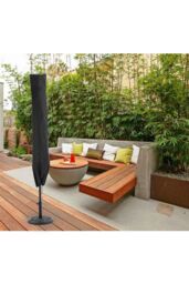 Living and Home 48x185cm Black Patio Parasol Cover Garden Umbrella Cover Straight/Roman Umbrella Oxford Rain & Dust Protectors - Size: 48x185 cm - thumbnail 6