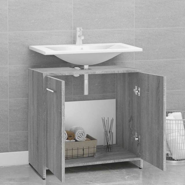 Berkfield Home Stylish Bathroom Cabinet Grey Sonoma 60x33x60 cm Engineered Wood - Size: 60 x 33 x 60 cm - image 1