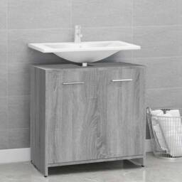 Berkfield Home Stylish Bathroom Cabinet Grey Sonoma 60x33x60 cm Engineered Wood - Size: 60 x 33 x 60 cm - thumbnail 2
