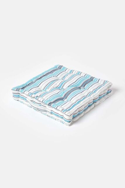 Homescapes Cotton New England Stripes- Floor Cushion in Blue - Size: 40 cm x 40 cm - image 1