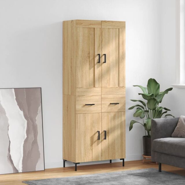 Berkfield Home Highboard Sonoma Oak 69.5x34x180 cm Engineered Wood in Brown - image 1