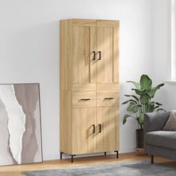 Berkfield Home Highboard Sonoma Oak 69.5x34x180 cm Engineered Wood in Brown - thumbnail 1
