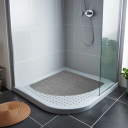 Nicoman Reversible Dual-Colour PVC Anti Slip Corner Shower Mat Bath Mat - Quadrant 53x53cm in Grey - Size: 53x53 cm
