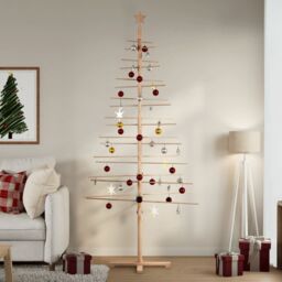 Berkfield Home Wooden Christmas Tree for Decoration 210 cm Solid Wood Pine in Brown