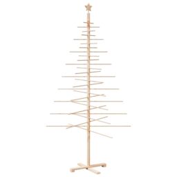 Berkfield Home Wooden Christmas Tree for Decoration 210 cm Solid Wood Pine in Brown - thumbnail 2