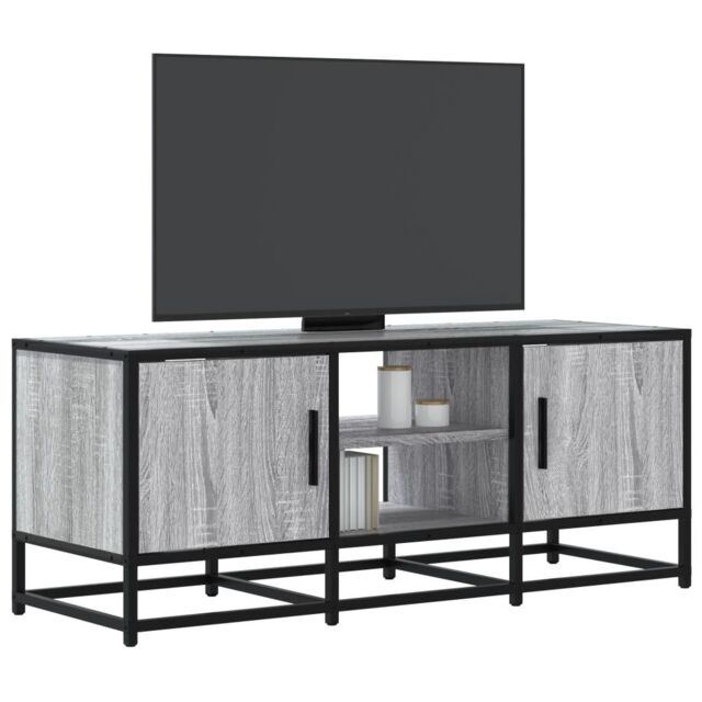 Berkfield Home TV Cabinet Grey Sonoma 100x35x41 cm Engineered Wood & Metal - Size: 100 x 35 x 41 cm - image 1