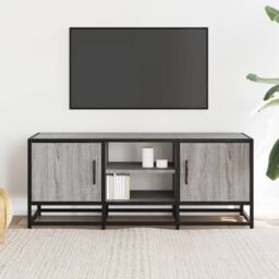 Berkfield Home TV Cabinet Grey Sonoma 100x35x41 cm Engineered Wood & Metal - Size: 100 x 35 x 41 cm - thumbnail 3