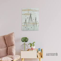 "Artery8 Skyscape With Birds Flying Canvas Wall Art Print Shin Bijutsukai in Blue - Size: W18"" x H24""" - thumbnail 3