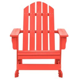 Berkfield Home Garden Rocking Adirondack Chair Solid Fir Wood Red - thumbnail 2