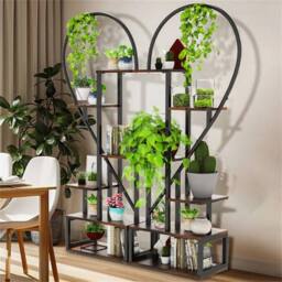 NESTLUNE Heavy Duty Metal Plant Stand Heart Shaped Ladder in Black - Size: 100 cm x 15 cm - thumbnail 6