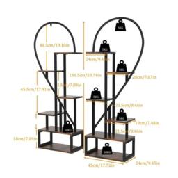 NESTLUNE Heavy Duty Metal Plant Stand Heart Shaped Ladder in Black - Size: 100 cm x 15 cm - thumbnail 2