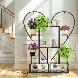NESTLUNE Heavy Duty Metal Plant Stand Heart Shaped Ladder in Black - Size: 100 cm x 15 cm - thumbnail 3