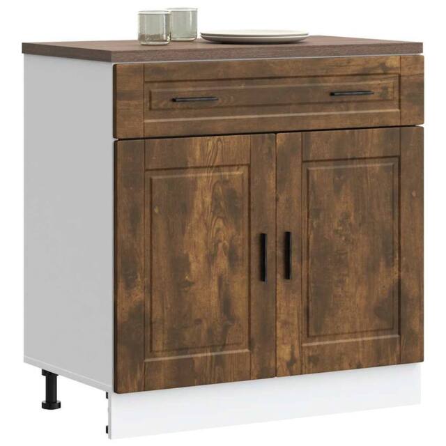 Berkfield Home Kitchen Base Cabinet¬†Porto Smoked Oak Engineered Wood in Brown - image 1