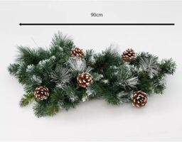 Marco Paul Christmas Artificial Wreath Decoration Swag Hanging Pinecones Snow Dusted Home in Green - thumbnail 5
