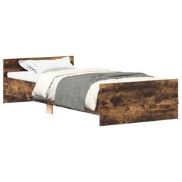 Berkfield Home Bed Frame Smoked Oak 90x190 cm Single Engineered Wood in Brown - thumbnail 1