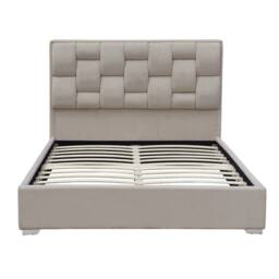 Comfy Living Ltd Plush Velvet Upholstered Bedframe in Cream - Size: King - thumbnail 2