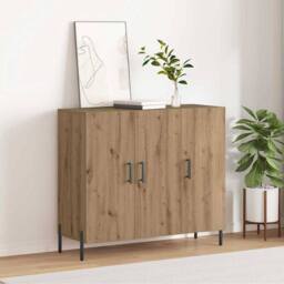 Berkfield Home Artisan Oak Sideboard - 90x34x80 cm - Made of Engineered Wood in Brown - Size: 90 x 34 x 80 cm - thumbnail 4