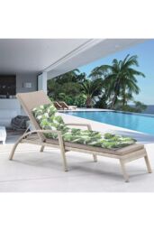 Living and Home 160cm L x 50cm W Banana Leaf Print Button Tufted Lounge Cushion Beach Chair Seat Cushion in Green - Size: 160 cm L x 50 cm W - thumbnail 2