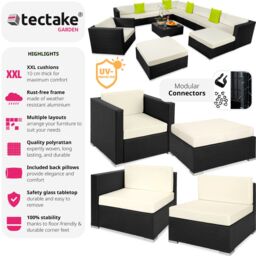 tectake Garden Furniture Set Las Vegas in Black - Size: 2XL - thumbnail 2