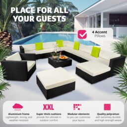 tectake Garden Furniture Set Las Vegas in Black - Size: 2XL - thumbnail 4
