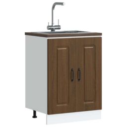 Berkfield Home Sink Base Cabinet Kalmar Brown Oak 60x46x81.5 cm Engineered Wood - thumbnail 1
