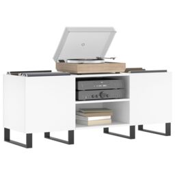 Berkfield Home Record Cabinet White 121x38x48 cm Engineered Wood - Size: 121 x 38 x 48 cm - thumbnail 3