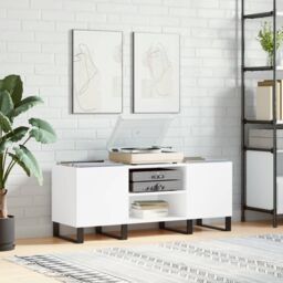 Berkfield Home Record Cabinet White 121x38x48 cm Engineered Wood - Size: 121 x 38 x 48 cm