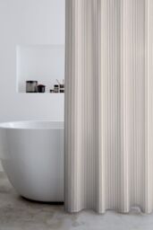 Catherine Lansfield 'Timeless Stripe' Shower Curtain in Natural - Size: 180 cm width x 180 cm drop - thumbnail 2