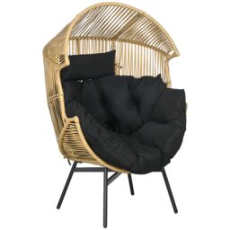 OUTSUNNY Rattan Leisure Chair w/ Cushion, Garden Egg Chair with Headrest in Brown - thumbnail 2