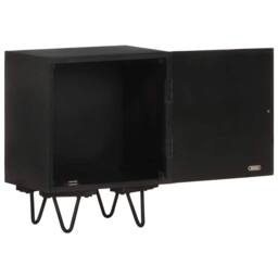 Berkfield Home Beautiful Bedside Cabinet with Brass Front 40x30x50 cm Solid Mang in Black - Size: 40 x 30 x 50 cm - thumbnail 4