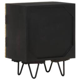 Berkfield Home Beautiful Bedside Cabinet with Brass Front 40x30x50 cm Solid Mang in Black - Size: 40 x 30 x 50 cm - thumbnail 1