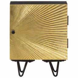 Berkfield Home Beautiful Bedside Cabinet with Brass Front 40x30x50 cm Solid Mang in Black - Size: 40 x 30 x 50 cm - thumbnail 3