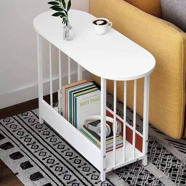 FORGEVIO White End Table with Engineered Wood, Modern Storage - image 1