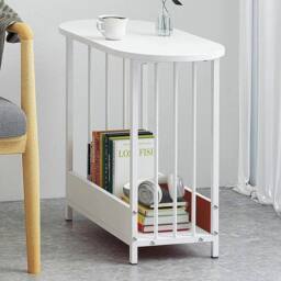 FORGEVIO White End Table with Engineered Wood, Modern Storage - thumbnail 3