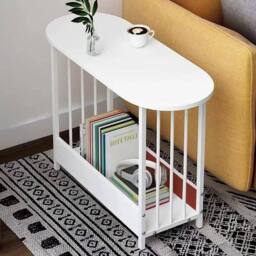 FORGEVIO White End Table with Engineered Wood, Modern Storage